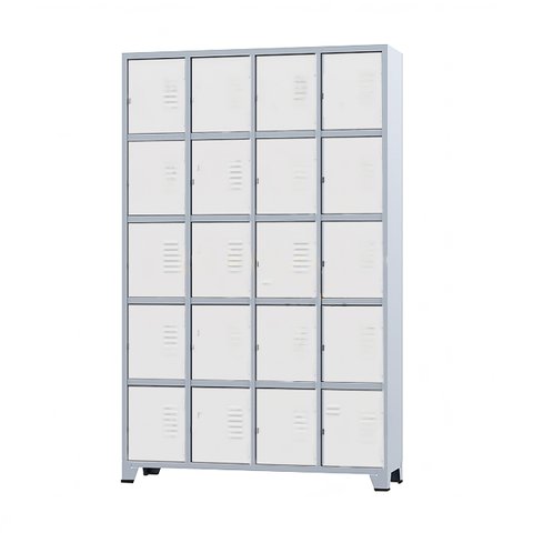 Armário Roupeiro de Aço para Vestiário 20 Portas Locker Branco com Chave
