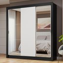 Ver imagem 1 de Guarda-roupa Casal 3 Portas de Correr com Espelhos Preto/branco Nobre Madesa Preto/branco