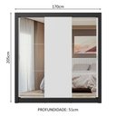 Ver mais imagens de Guarda-roupa Casal 3 Portas de Correr com Espelhos Preto/branco Nobre Madesa Preto/branco