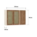 Ver imagem 3 de Armário Aéreo de Cozinha 120 Cm 1 Porta Fechada 2 Portas com Vidro Reflecta Sofia Luciane Móveis
