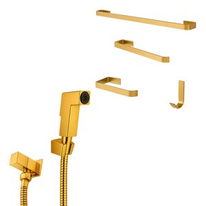 Kit Banheiro Quadrado 4 Peças + Ducha Higiênica Gold Abs