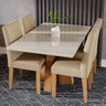 Conjunto Mesa com Vidro e 4 Cadeiras Sala de Jantar Mesa Patricia  - 1