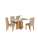 Ver imagem 2 de Conjunto de Jantar 4 Lugares Mesa Patrícia com Tampo de Vidro e 4 Cadeiras