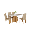 Conjunto de Jantar 4 Lugares Mesa Patrícia com Tampo de Vidro e 4 Cadeiras - 2
