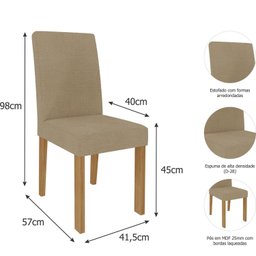 Conjunto Mesa com Vidro e 4 Cadeiras Sala de Jantar Mesa Patricia  - 6