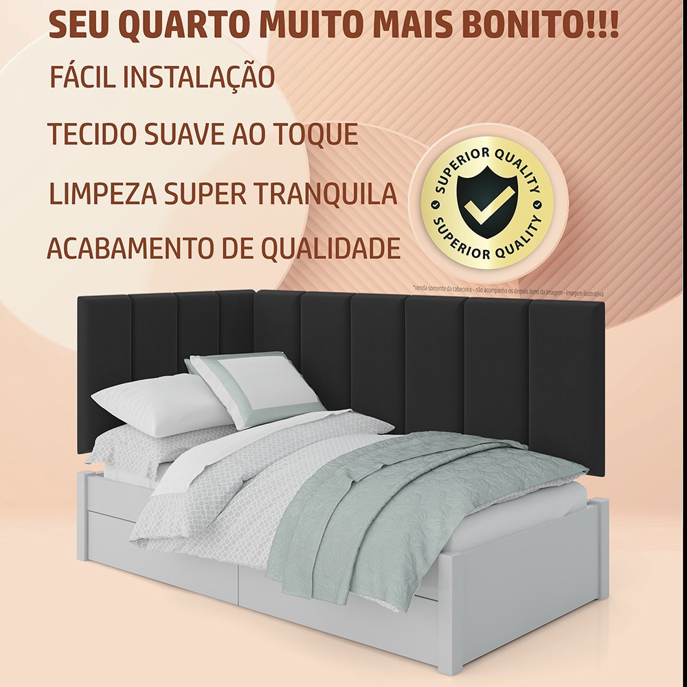 Conjunto de Cabeceira Aurora 1,40x1,95 Cama Box Casal:preto - 5