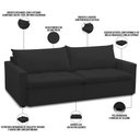 Ver imagem 4 de Sofá Cama Retrátil Reclinável para Sala de Estar 208cm Lari F04 Veludo Preto - Lyam Decor