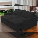 Ver imagem 2 de Sofá Cama Retrátil Reclinável para Sala de Estar 208cm Lari F04 Veludo Preto - Lyam Decor