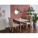 Ver imagem 1 de Conjunto para Sala de Jantar Mesa 130cm Adele 4 Cadeiras Fernanda Marrom/Madeira/Off White/Nude