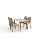 Ver imagem 6 de Conjunto para Sala de Jantar Mesa 130cm Adele 4 Cadeiras Fernanda Marrom/Madeira/Off White/Nude
