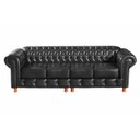 Ver imagem 3 de Conjunto Sofá 4 Lugares E 2 Poltronas Luis Xv Capitonê Chesterfield - Couríssimo Preto