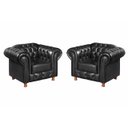 Ver imagem 4 de Conjunto Sofá 4 Lugares E 2 Poltronas Luis Xv Capitonê Chesterfield - Couríssimo Preto