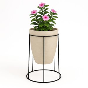 Suporte de Chão para Vaso de Plantas Redondo 31x50cm Preto - Nv520p