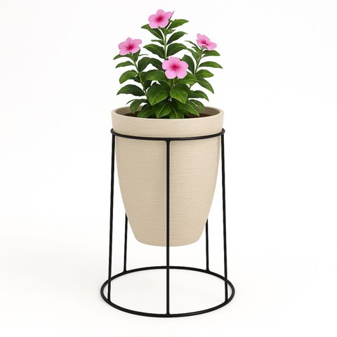 Suporte de Chão para Vaso de Plantas Redondo 31x50cm Preto - Nv520p