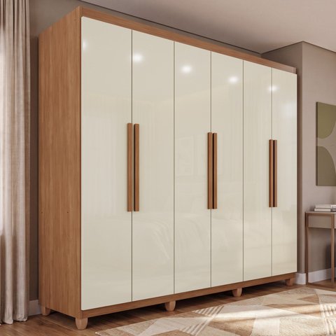 Guarda-Roupa Casal 6 Portas 4 Gavetas com Pés Mônaco