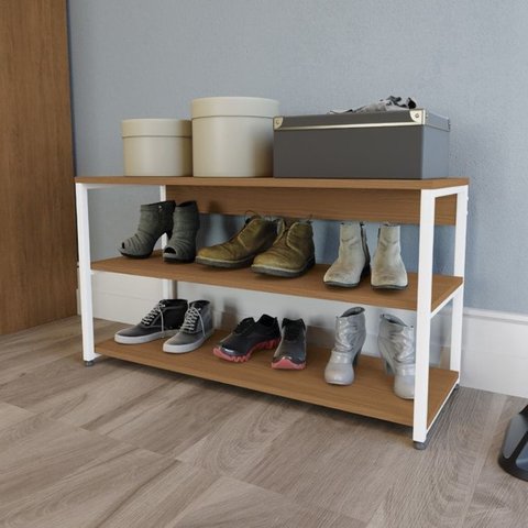 Sapateira Industrial 3 Prateleiras 88 Cm Li020 Canela Branco Kpb