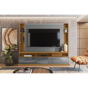 Home Vigo 2024 Painel P/ Tvs até 70" 3 Portas - Jequitiba/cinza Perolizado