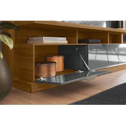 Home Vigo 2024 Painel P/ Tvs até 70" 3 Portas - Jequitiba/cinza Perolizado - 2