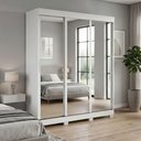 Ver imagem 7 de Guarda Roupa Casal Saimon 3 Portas de Correr 3 Gavetas MDF-MDP Branco Móveis Lopas