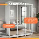 Ver imagem 3 de Guarda Roupa Casal Saimon 3 Portas de Correr 3 Gavetas MDF-MDP Branco Móveis Lopas