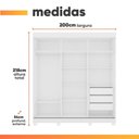 Ver imagem 4 de Guarda Roupa Casal Saimon 3 Portas de Correr 3 Gavetas MDF-MDP Branco Móveis Lopas