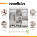 Ver mais imagens de Guarda Roupa Casal Saimon 3 Portas de Correr 3 Gavetas MDF-MDP Branco Móveis Lopas