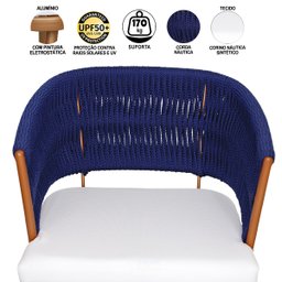 Poltrona Califórnia em Alumínio, Corda Náutica e Assento Estofado para Recepção, Varanda, Sacada - 3