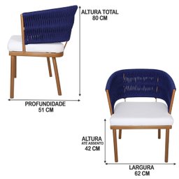 Poltrona Califórnia em Alumínio, Corda Náutica e Assento Estofado para Recepção, Varanda, Sacada - 4