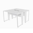 Ver imagem 2 de Mesa Escrivaninha Dupla 30mm Pés Metal com Régua para Tomadas F5 Office Cor:Branco
