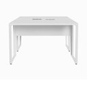 Ver imagem 4 de Mesa Escrivaninha Dupla 30mm Pés Metal com Régua para Tomadas F5 Office Cor:Branco
