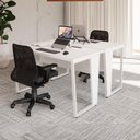 Ver imagem 1 de Mesa Escrivaninha Dupla 30mm Pés Metal com Régua para Tomadas F5 Office Cor:Branco