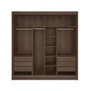 Ver imagem 5 de Guarda-Roupa Casal com Espelho 100% MDF 2 Portas Correr 6 Gavetas Castanho/Off White Ripado Coliseu