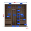 Ver imagem 6 de Guarda-roupa Casal 2 Portas 6 Gavetas 100% Mdf Ripado Coliseu