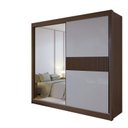 Ver imagem 3 de Guarda-Roupa Casal com Espelho 100% MDF 2 Portas Correr 6 Gavetas Castanho/Off White Ripado Coliseu