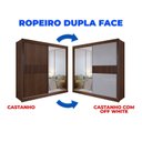 Ver imagem 7 de Guarda-Roupa Casal com Espelho 100% MDF 2 Portas Correr 6 Gavetas Castanho/Off White Ripado Coliseu