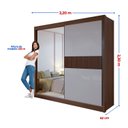 Ver imagem 4 de Guarda-Roupa Casal com Espelho 100% MDF 2 Portas Correr 6 Gavetas Castanho/Off White Ripado Coliseu