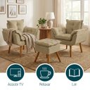 Ver imagem 5 de Kit 2 Poltronas Decorativa e Puff para Sala Recepção Manicure Consultório Quarto Alice Suede