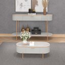 Ver imagem 7 de Conjunto Aparador Decorativo Amanda 1 Gaveta e Mesa de Centro Bento 1 Gaveta Pés Metálicos Dourados
