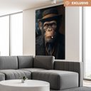 Ver imagem 1 de Quadro Decorativos Chimpanzé Gangster Sala Quarto Casa Escritório