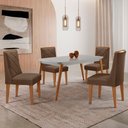 Ver imagem 1 de Mesa de Jantar Copper 120cm Tampo Canto Mdf Vidro com 4 Cadeiras Isadora Moderna Mobilia