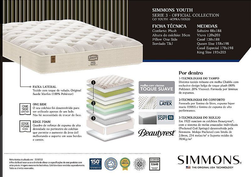 Colchão Casal Simmons Beautyrest Youth 138x188 - 3