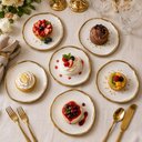 Ver imagem 2 de Conjunto 24 Pratos Sobremesa 21cm Porcelana Dubai Wolff Branco e Dourado Restaurante Buffet Eventos