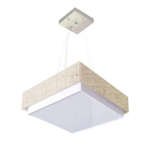 Lustre para Sala de Jantar Vivare Md-4403 Cúpula em Tecido 45x45cm Cor Rustico-bege Bivolt