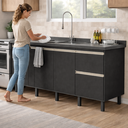Ver imagem 5 de Gabinete Cozinha Mdf 1,74m Elegance com 8 Pés e Amplo Espaço:preto