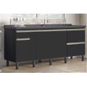 Ver imagem 3 de Gabinete Cozinha Mdf 1,74m Elegance com 8 Pés e Amplo Espaço:preto