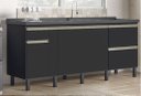 Ver imagem 3 de Gabinete Cozinha Mdf 1,74m Elegance com 8 Pés e Amplo Espaço:preto