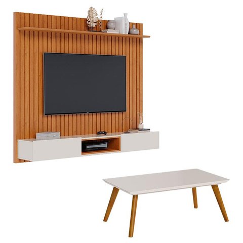 Painel Suspenso Loft 1.8 com Mesa de Centro Classic Nature Off White - Imcal