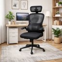 Ver imagem 5 de Cadeira Escritório Ergonômica Genebra com Suporte Lombar Relax Estofado Mesh Preto