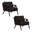 Ver imagem 1 de Kit 2 Poltronas Sala de Estar Madeira Maciça Castanho Monique Assento Veludo Preto