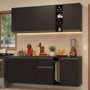Ver imagem 1 de Armário de Cozinha Compacta 180 Cm Suspenso Preto Nice Madesa 04 Preto